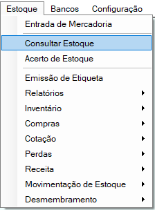 abrindo consulta estoque